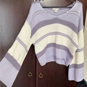 Sincerely Jules Lavender and Cream Striped Sweater